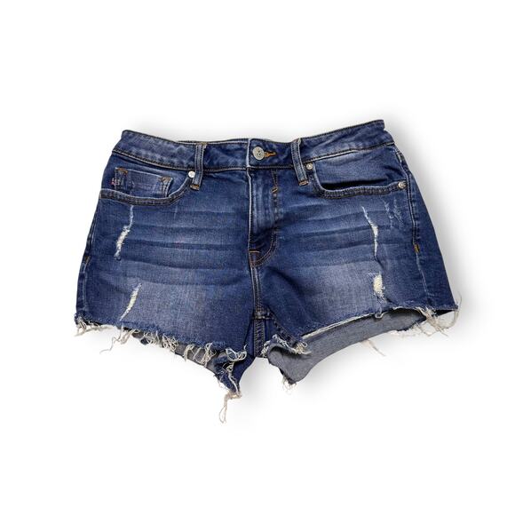 Vigoss Marley Mid-Rise Distressed Denim Shorts Size 27 - Picture 1 of 10